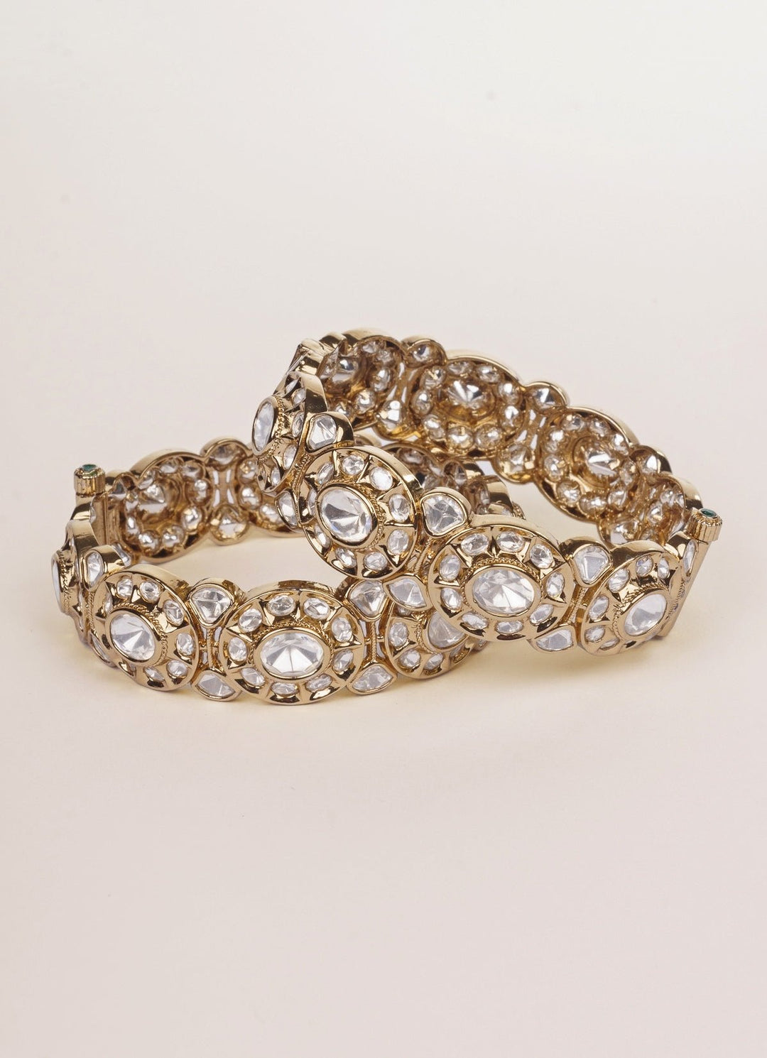 Antique Gold Polki Two Tone Bangle Set Zevar by Geeta - Fabilicious Fashion