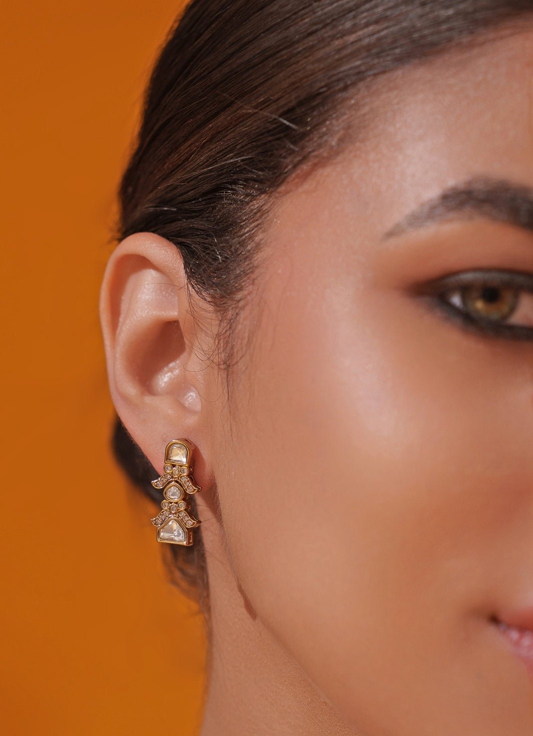 Antique Gold Polki Two Tone Necklace Set Zevar by Geeta - Fabilicious Fashion