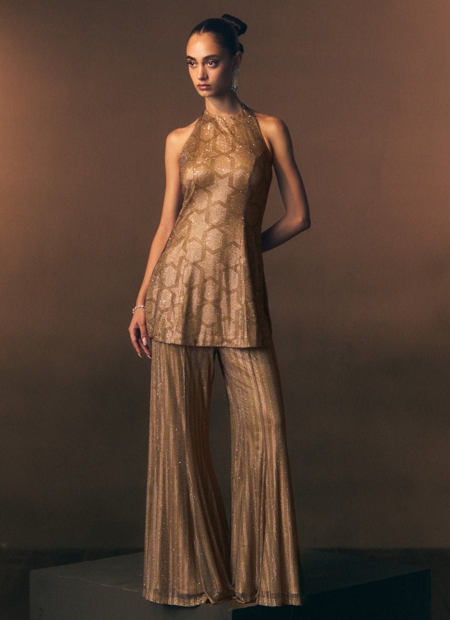 Angad Singh Antique Gold Soft Net Kurta Sharara SetFabilicious Fashion