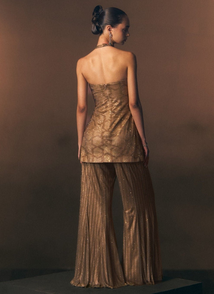 Angad Singh Antique Gold Soft Net Kurta Sharara SetFabilicious Fashion