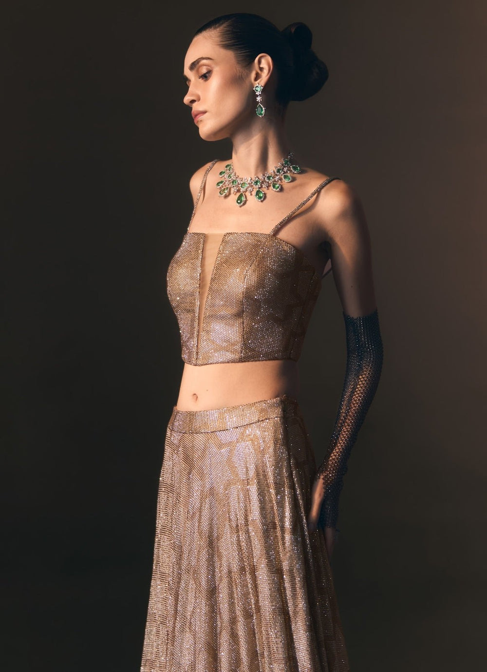 Angad Singh Antique Gold Soft Net Lehenga SetFabilicious Fashion
