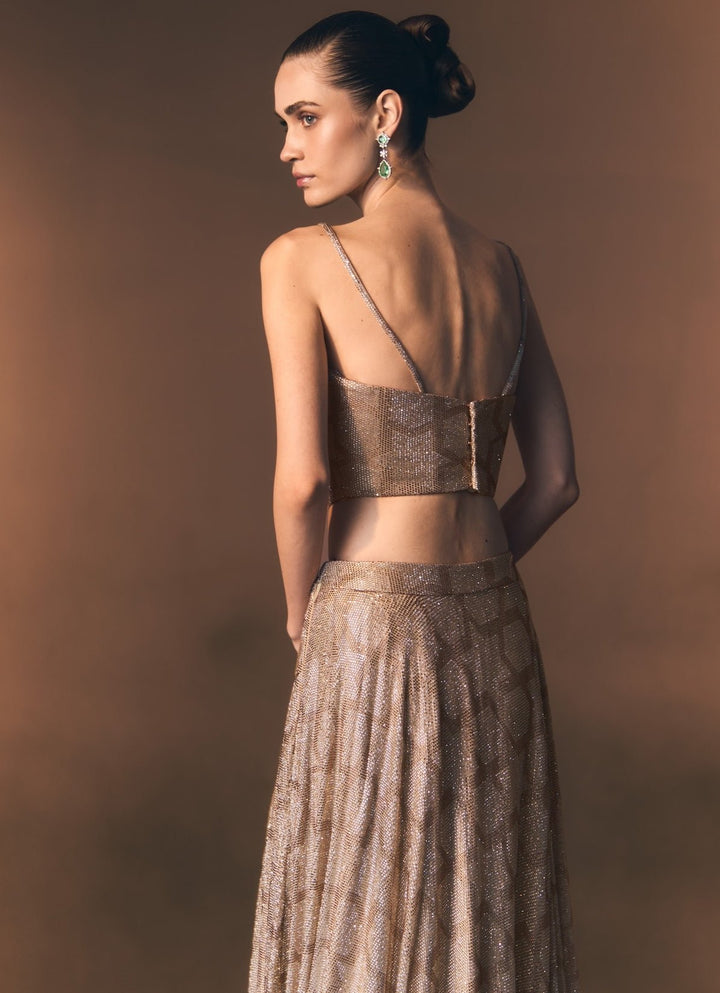 Angad Singh Antique Gold Soft Net Lehenga SetFabilicious Fashion
