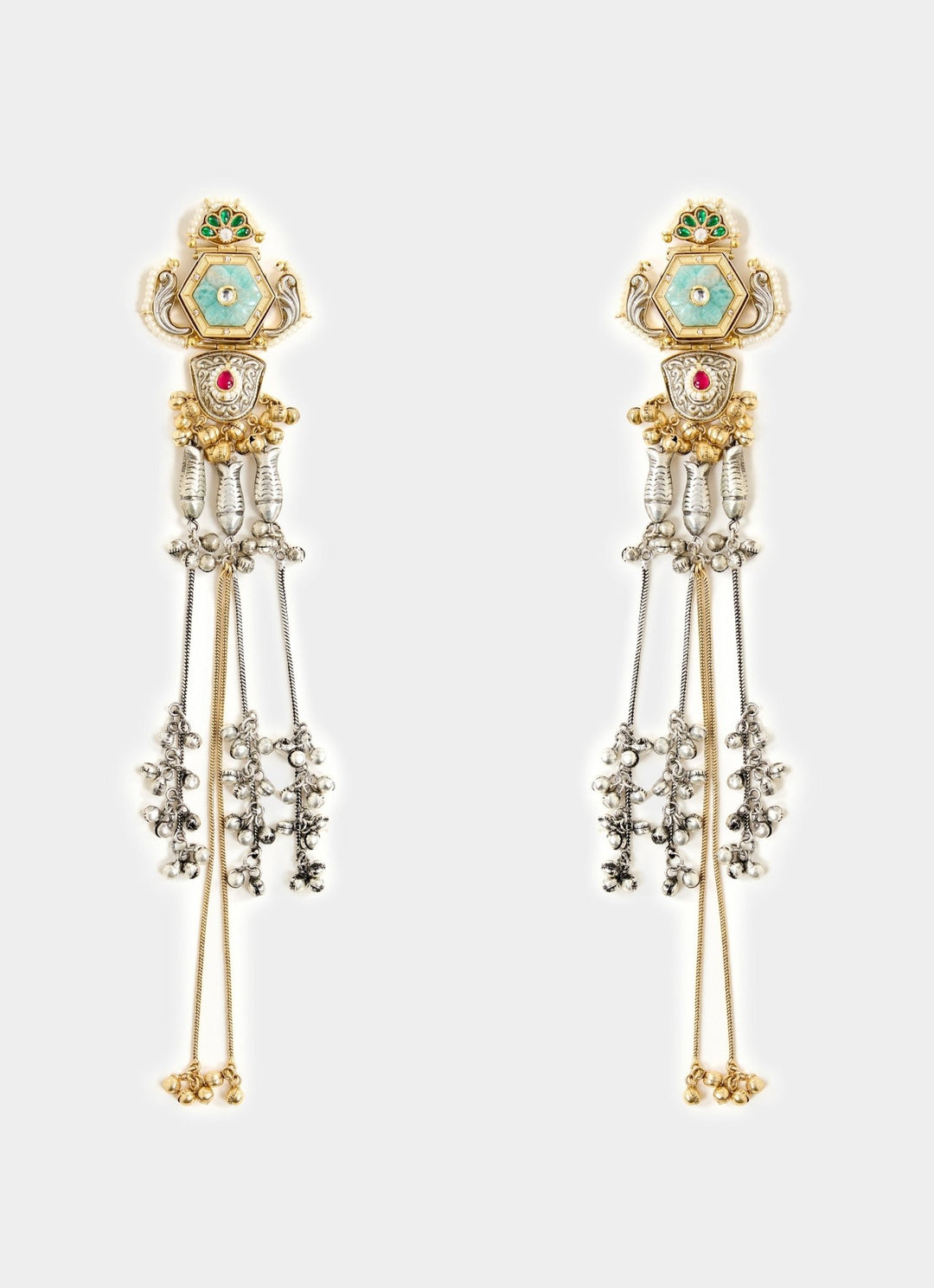 Antique Long Statement Green Dangler Earrings Vivinia By Vidhi Mehra - Fabilicious Fashion
