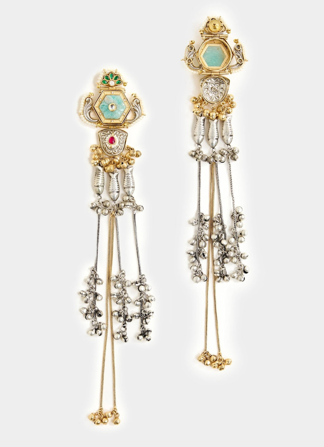 Antique Long Statement Green Dangler Earrings Vivinia By Vidhi Mehra - Fabilicious Fashion