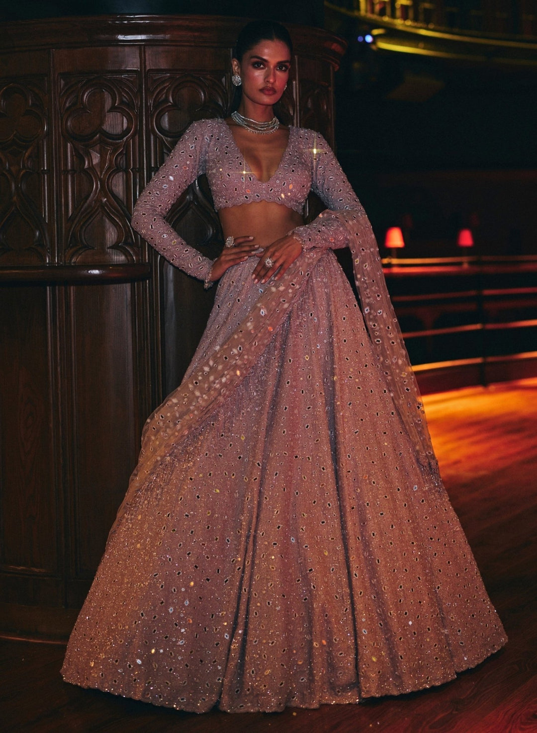 Vvani by Vani Vats Ash Pink Crepe Lehenga SetFabilicious Fashion
