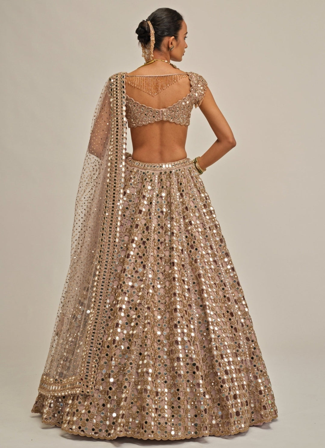 Vvani by Vani Vats Ash Pink Cutwork Georgette LehengaFabilicious Fashion