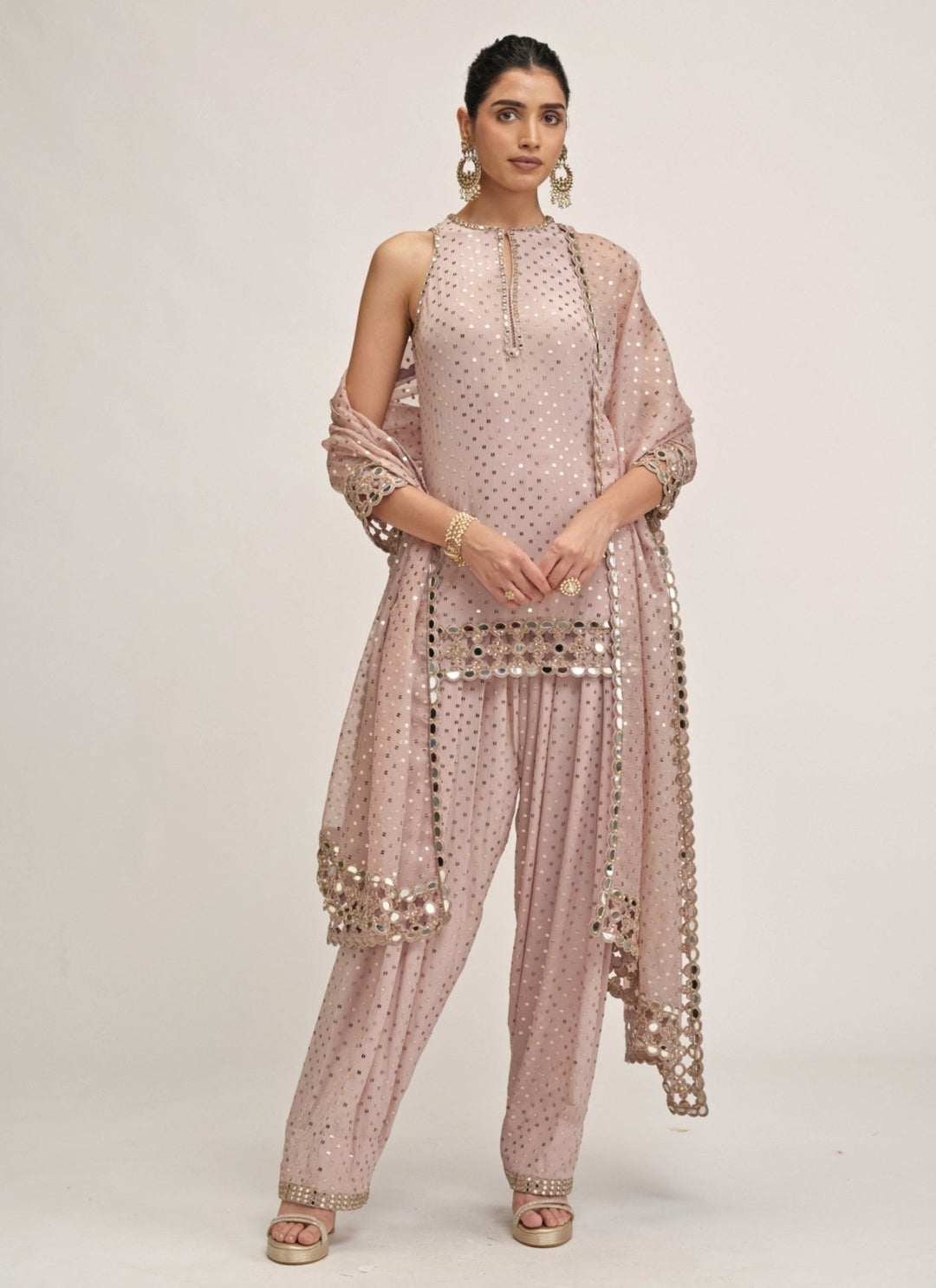 Vvani by Vani Vats Ash Pink Georgette Kurta SalwarFabilicious Fashion