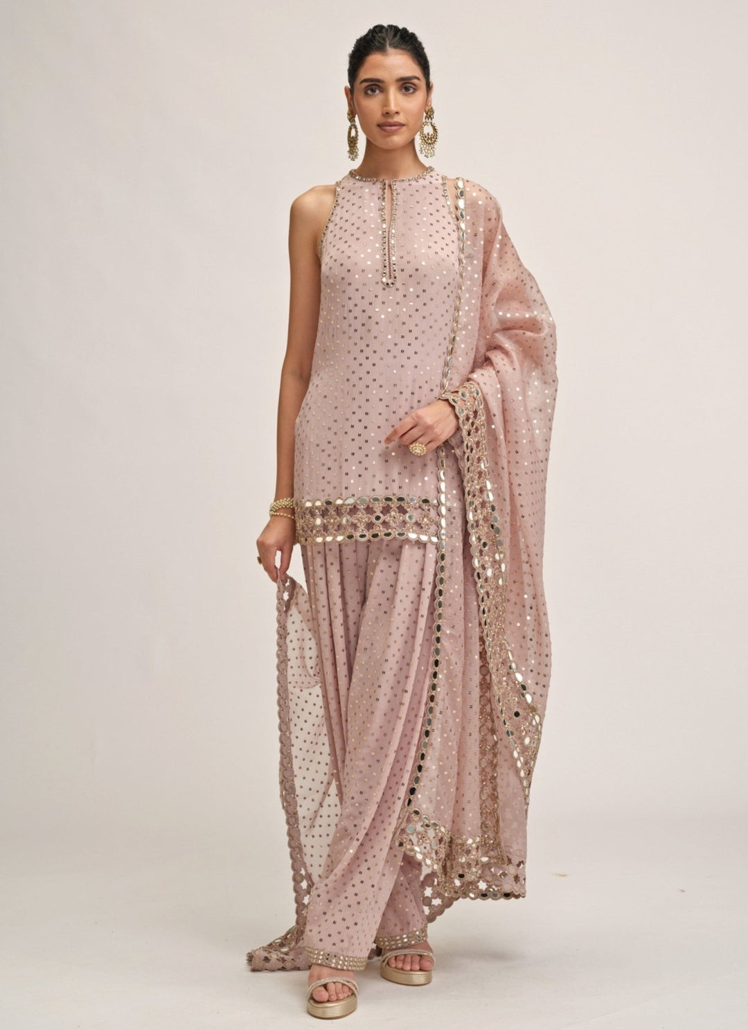 Vvani by Vani Vats Ash Pink Georgette Kurta SalwarFabilicious Fashion