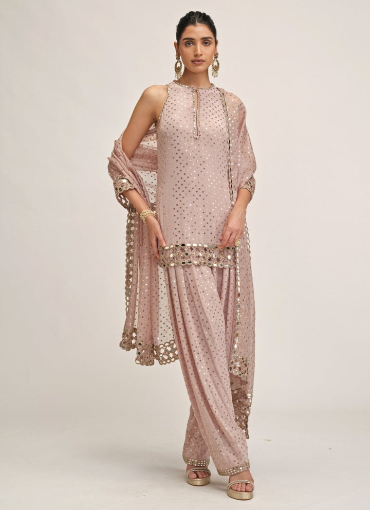 Vvani by Vani Vats Ash Pink Georgette Kurta SalwarFabilicious Fashion