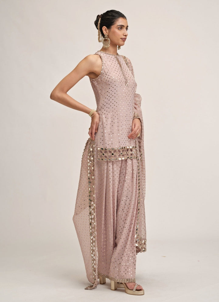 Vvani by Vani Vats Ash Pink Georgette Kurta SalwarFabilicious Fashion