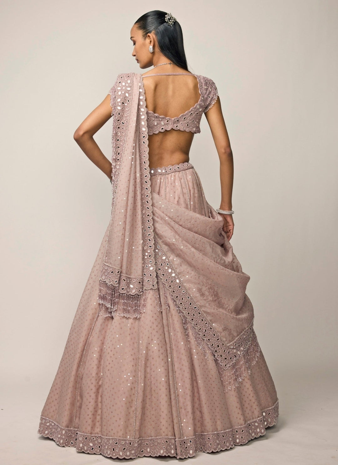 Vvani by Vani Vats Ash Pink Organza Lehenga SetFabilicious Fashion