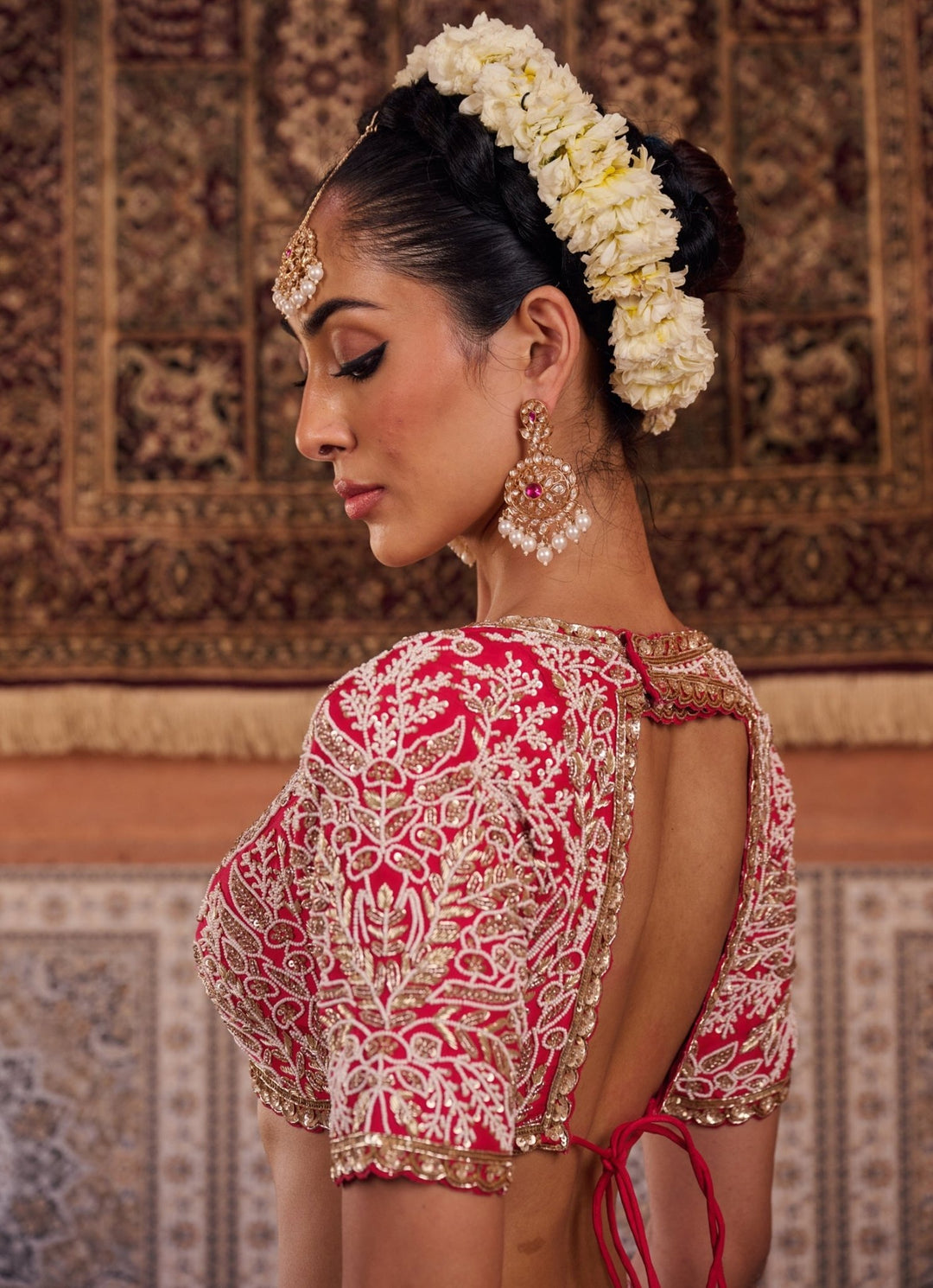 Baby Pink And Red Silk Lehenga Set KAPDA DORI - Fabilicious Fashion