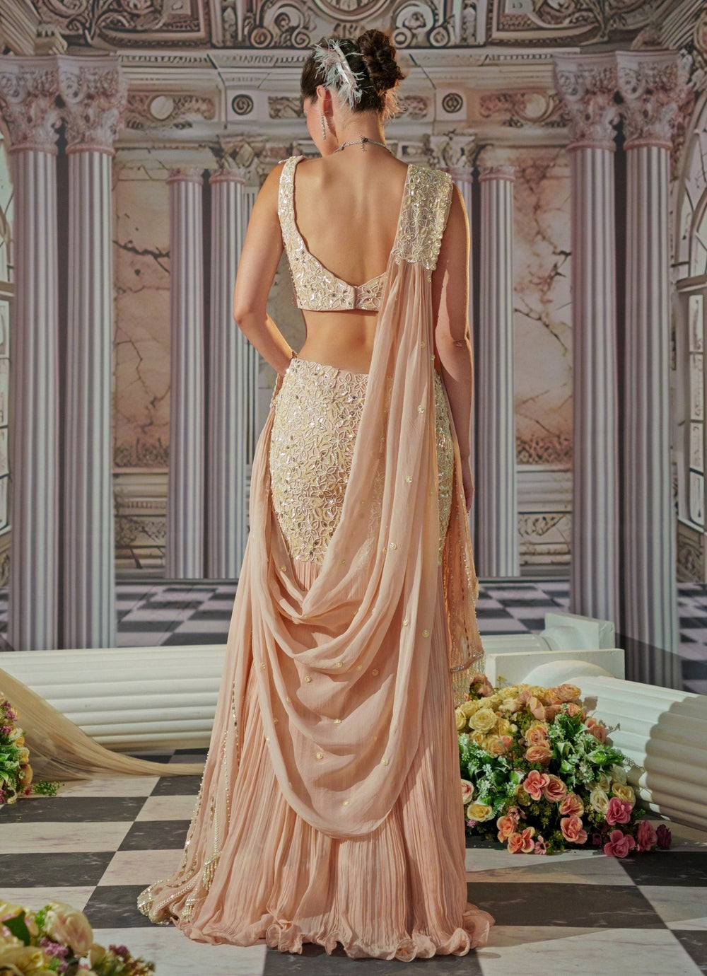 Baby Pink Embroidered Fish Cut Lehenga Nidhika Shekhar - Fabilicious Fashion