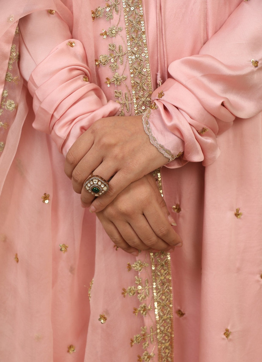 Baby Pink Embroidered Long Kurta Pant Set Esha Koul - Fabilicious Fashion