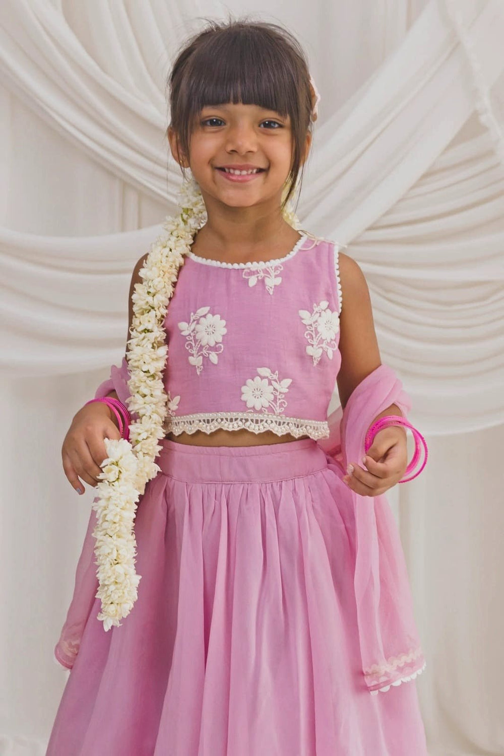 Baby Pink Floral Lehenga ChotiButi - Fabilicious Fashion