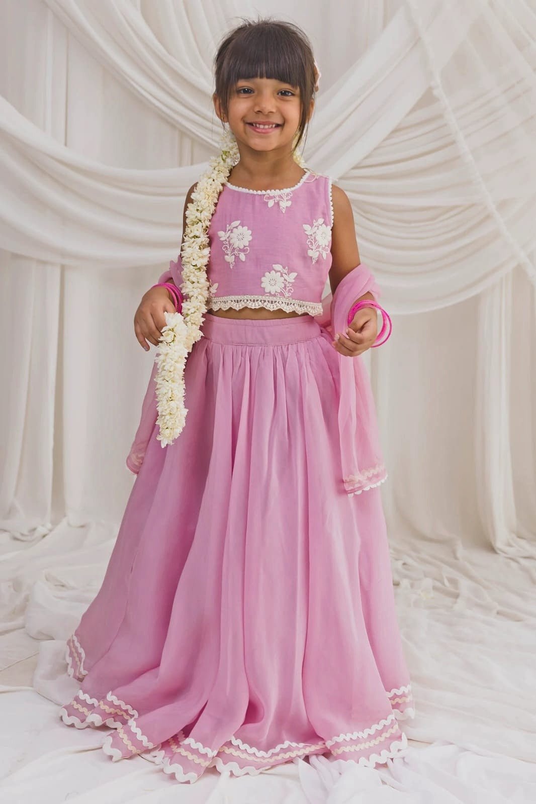 Baby Pink Floral Lehenga ChotiButi - Fabilicious Fashion