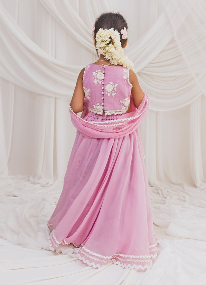 Baby Pink Floral Lehenga Chotibuti - Fabilicious Fashion