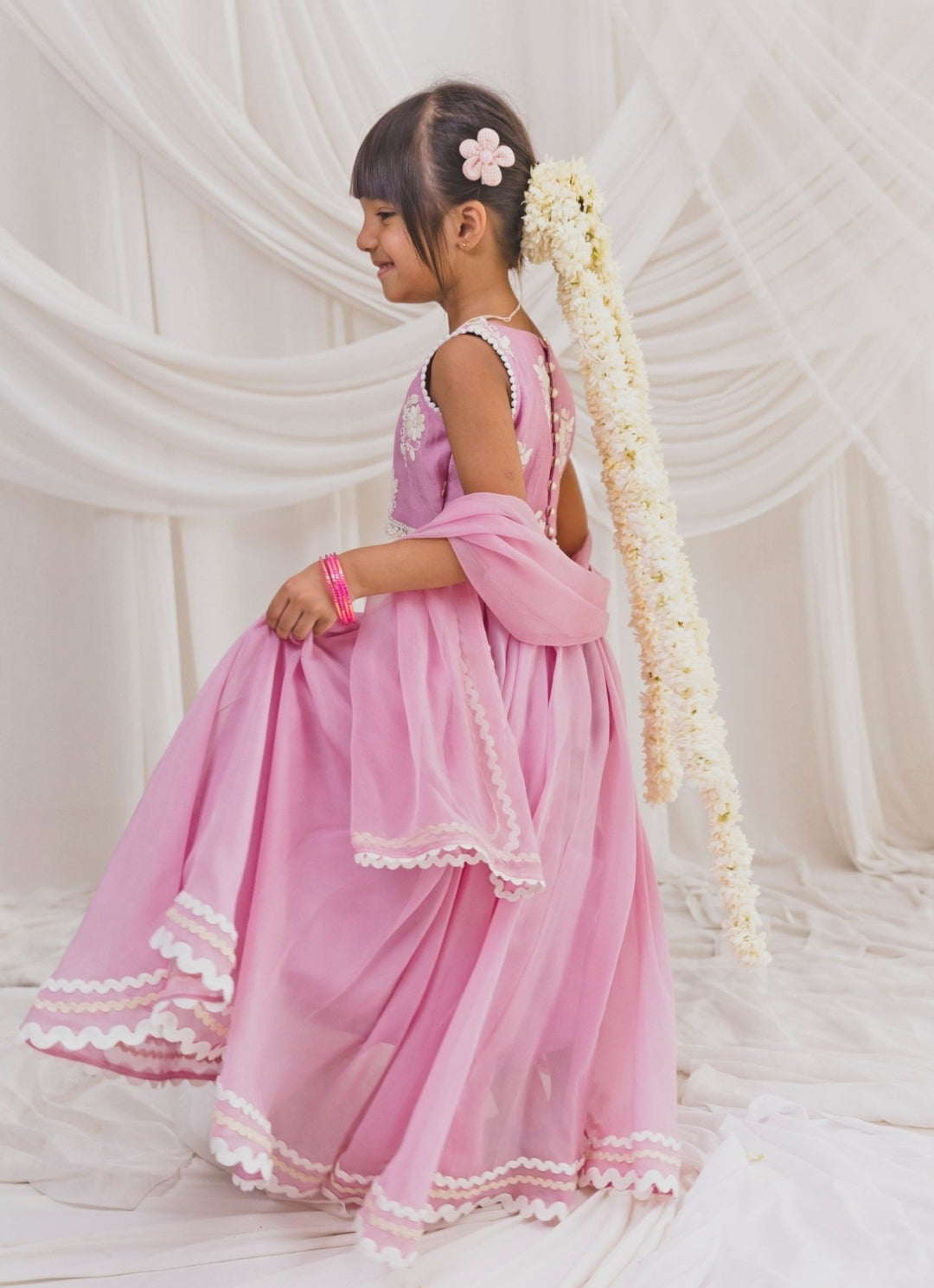 Baby Pink Floral Lehenga Chotibuti - Fabilicious Fashion