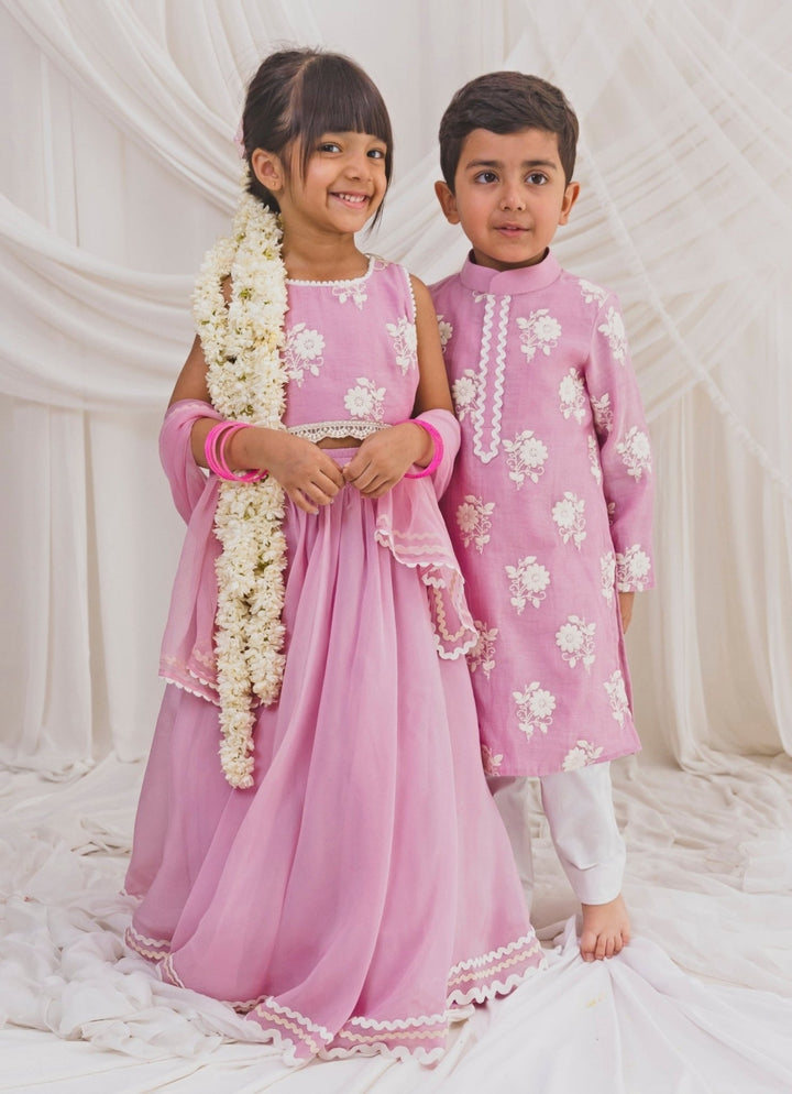 Baby Pink Floral Lehenga Chotibuti - Fabilicious Fashion