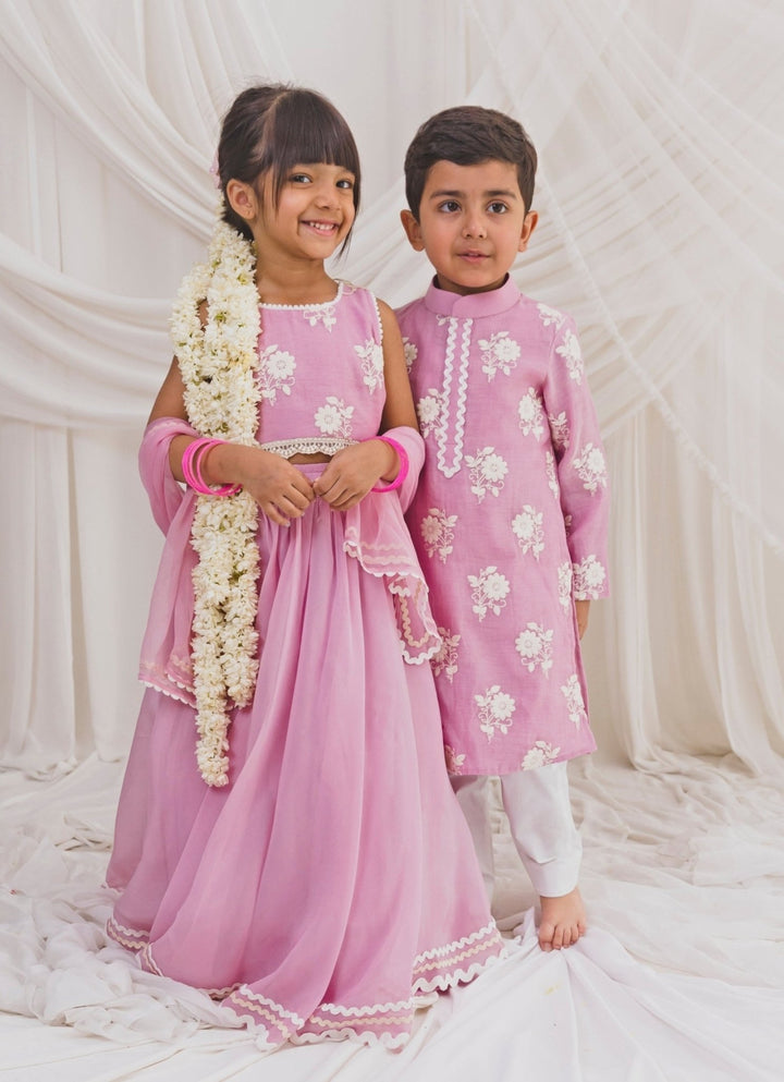 Baby Pink Floral Lehenga Chotibuti - Fabilicious Fashion