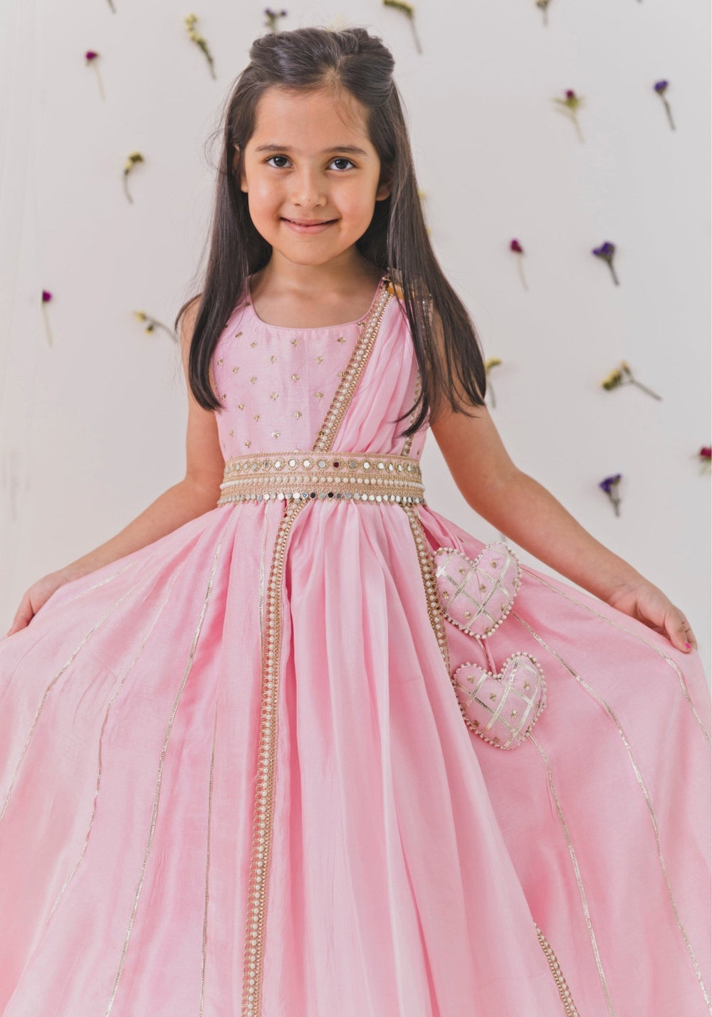 Baby Pink Silk Anarkali Set Chotibuti - Fabilicious Fashion