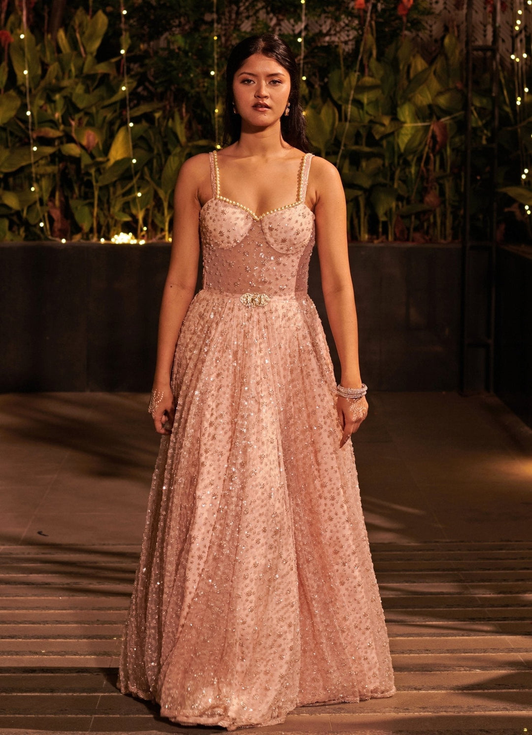 Baby Pink Silver Embroidered Gown Jigar and Nikita - Fabilicious Fashion