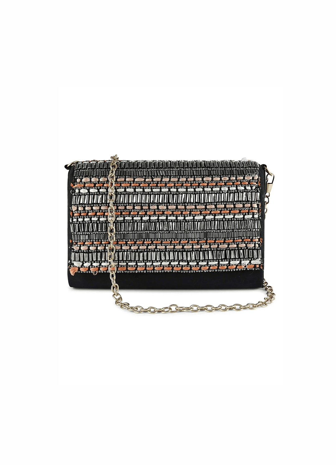 Beaded Silver and Black Clutch The Purple Sack - Fabilicious Fashion
