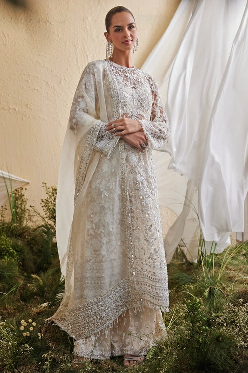 Ivory Soft Net Kurta Palazzo Set