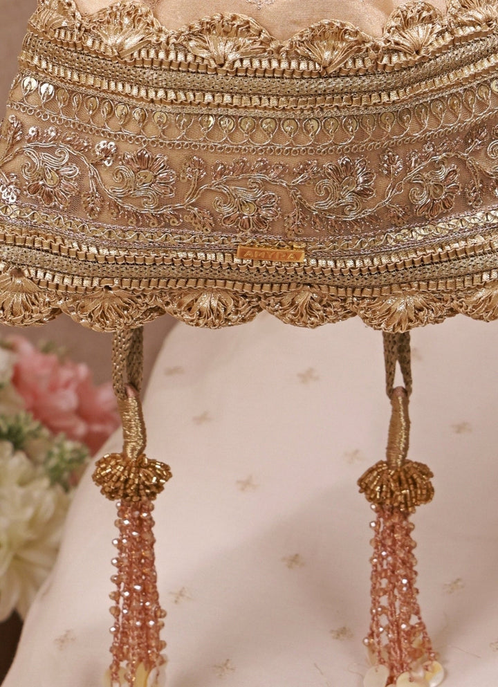 Amyra Beige Brocade Silk PotliFabilicious Fashion