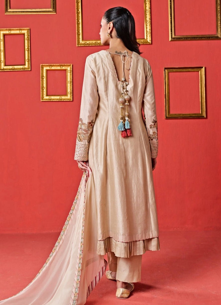 Studio Bagechaa Beige Chanderi Kurta Pants SetFabilicious Fashion