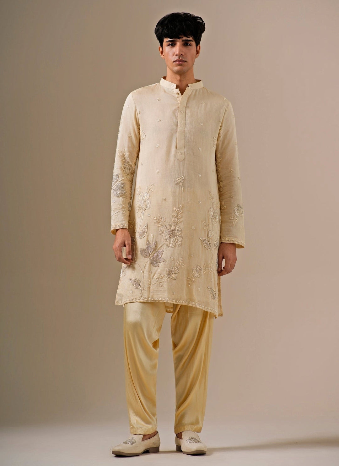 Darzi House Beige Cotton Chanderi Meadow Kurta SetFabilicious Fashion