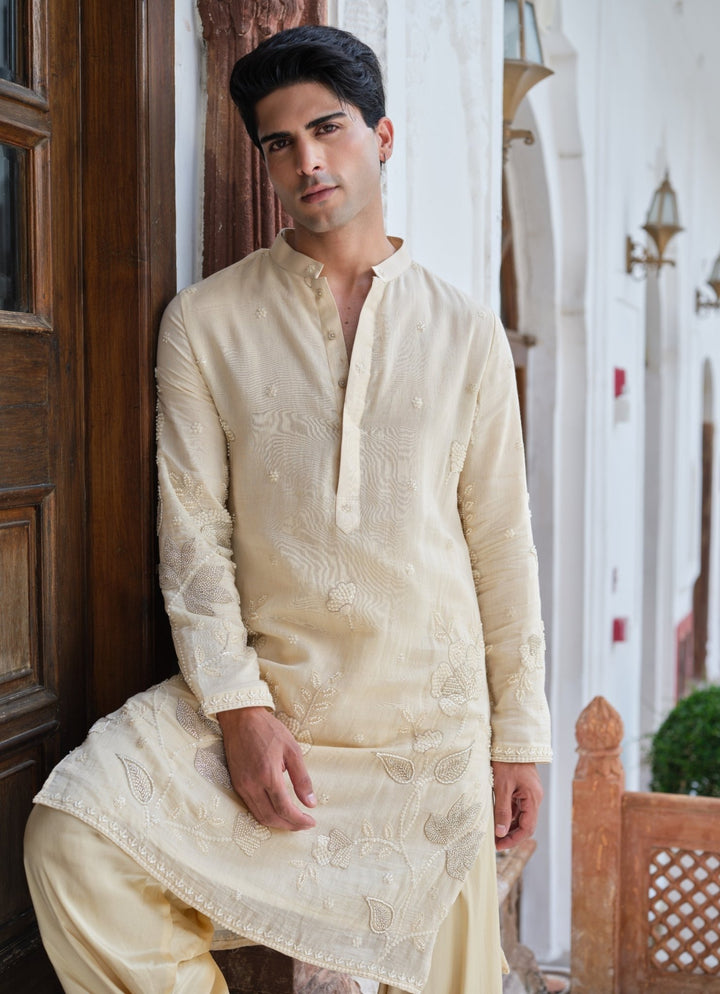 Darzi House Beige Cotton Chanderi Meadow Kurta SetFabilicious Fashion