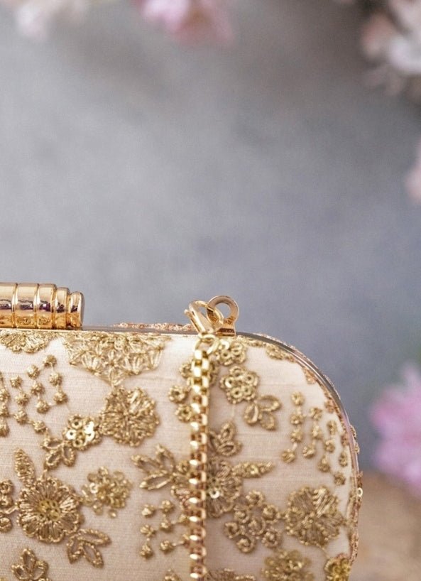 Beige Embroidered Clutch AMYRA - Fabilicious Fashion