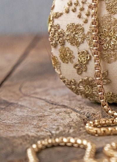 Beige Embroidered Clutch AMYRA - Fabilicious Fashion