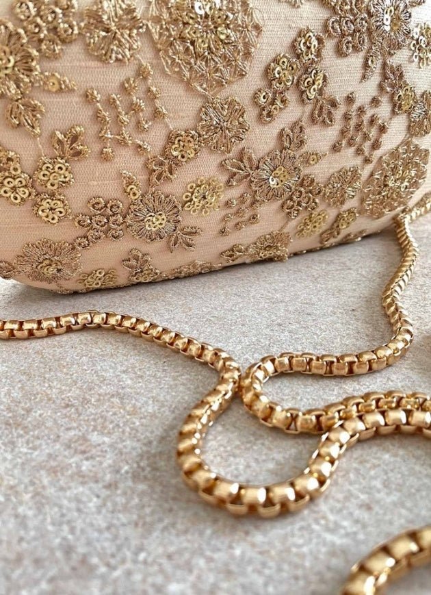 Beige Embroidered Clutch AMYRA - Fabilicious Fashion