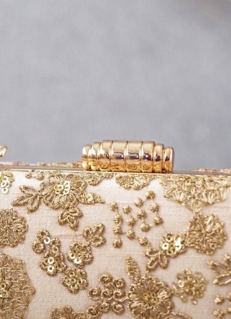 Beige Embroidered Clutch AMYRA - Fabilicious Fashion