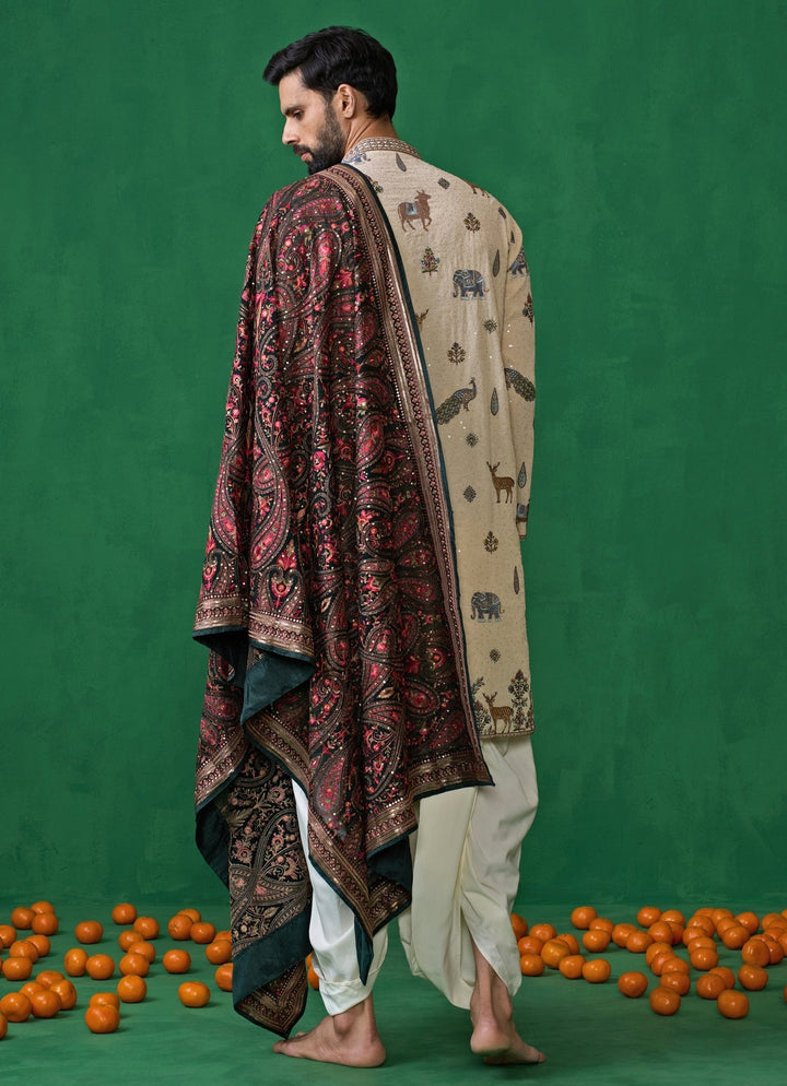 Beige Embroidered Georgette Dhoti Kurta Set Kalpraag - Fabilicious Fashion