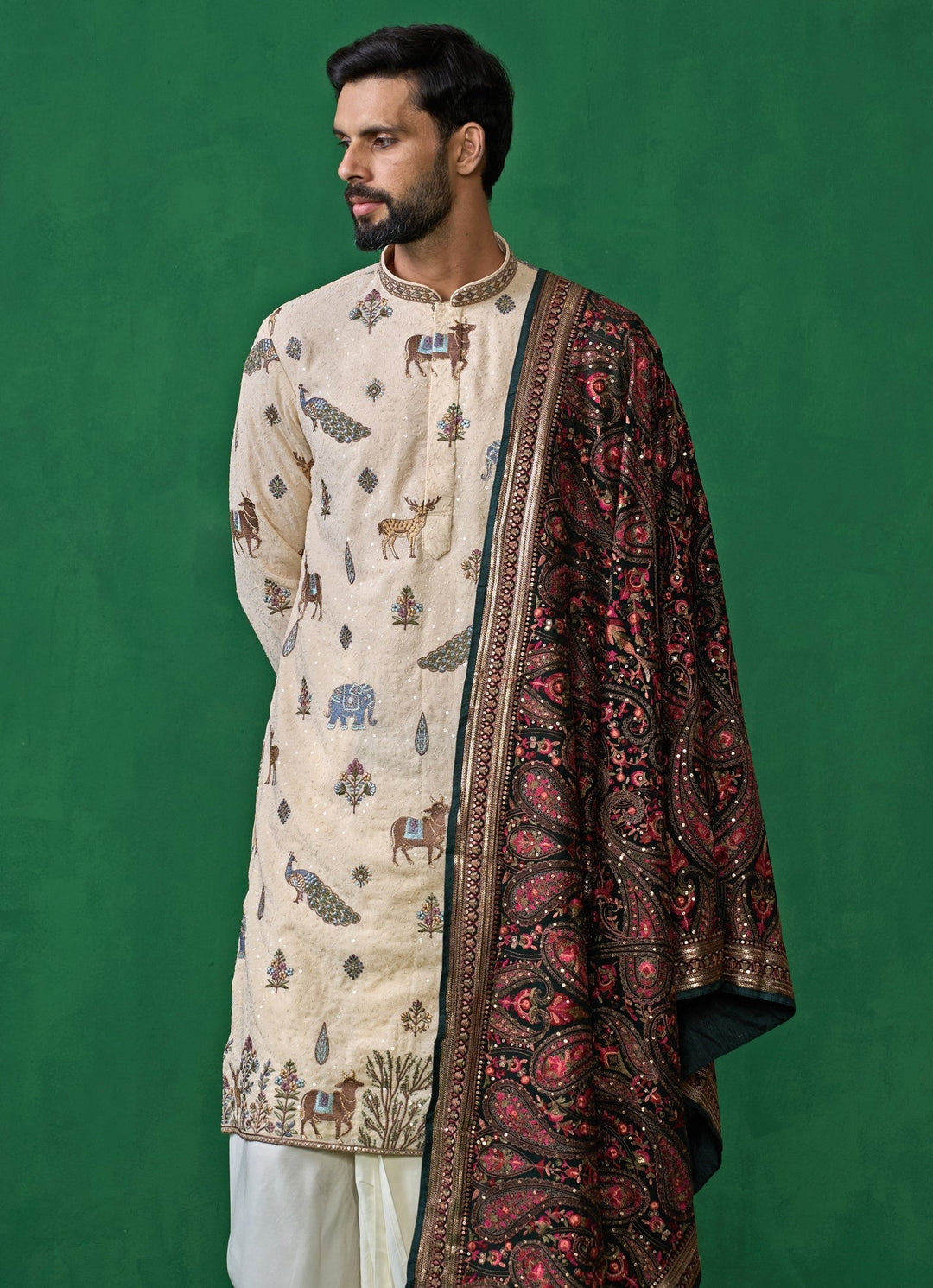 Beige Embroidered Georgette Dhoti Kurta Set Kalpraag - Fabilicious Fashion