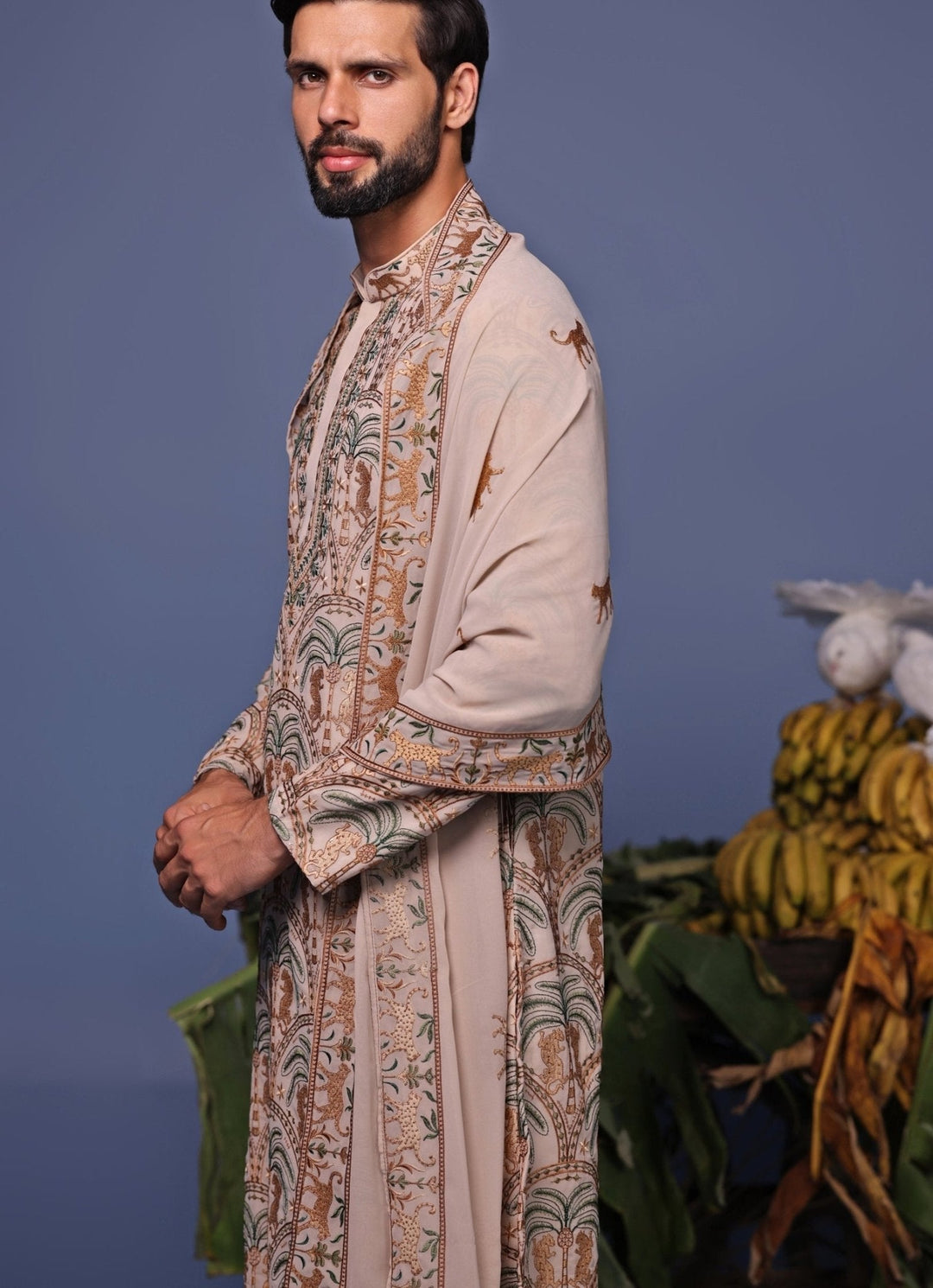 Beige Embroidered Georgette Kurta Patiala Set Kalpraag - Fabilicious Fashion