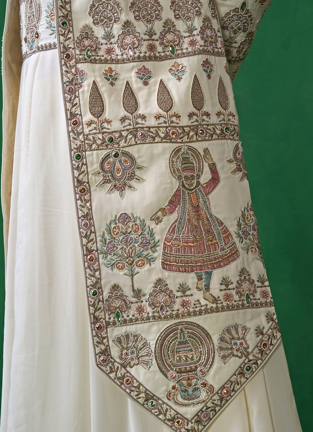 Beige Embroidered Georgette Sherwani Set Kalpraag - Fabilicious Fashion