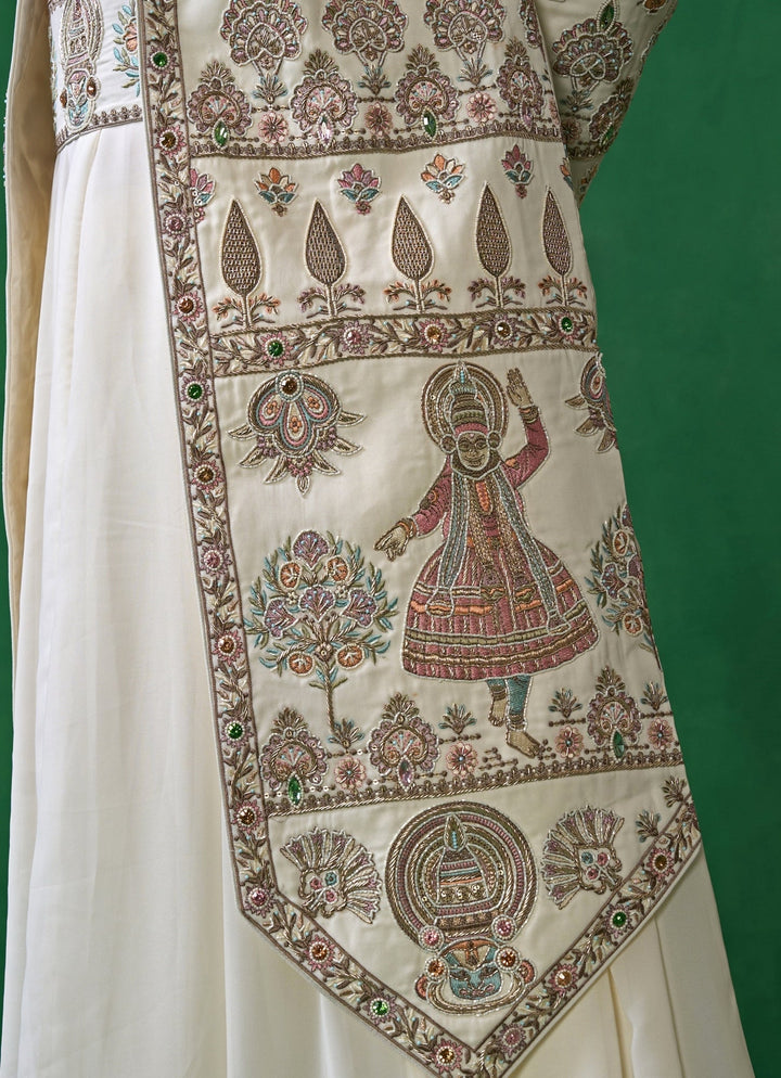 Beige Embroidered Georgette Sherwani Set Kalpraag - Fabilicious Fashion