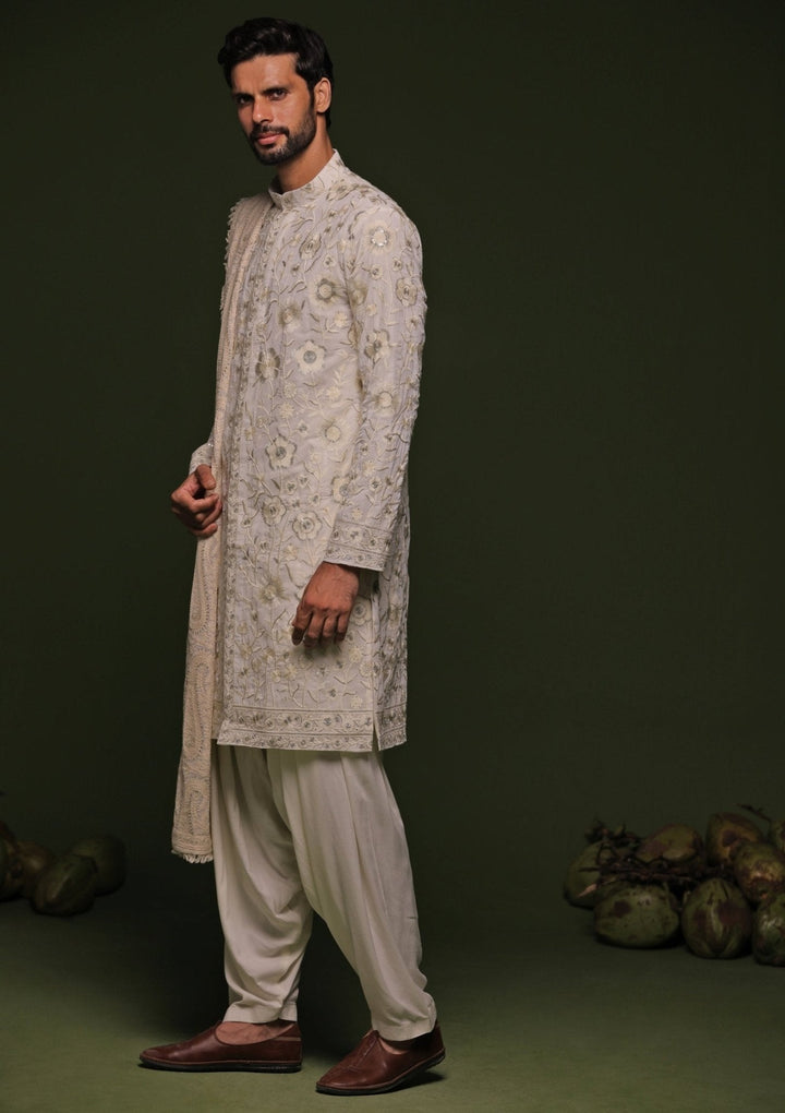 Beige Embroidered Kurta Patiala Set With Dupatta Kalpraag - Fabilicious Fashion