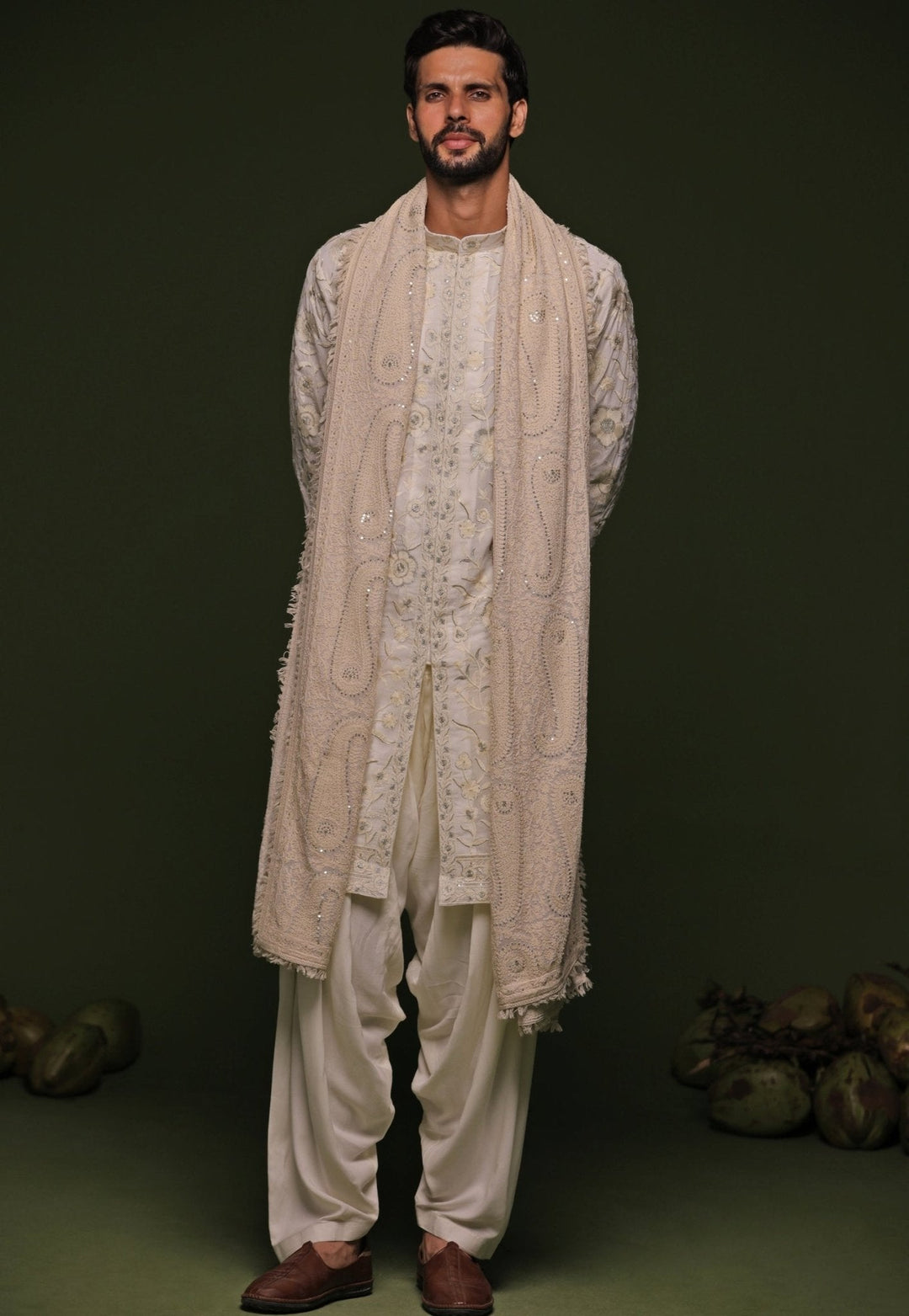 Beige Embroidered Kurta Patiala Set With Dupatta Kalpraag - Fabilicious Fashion