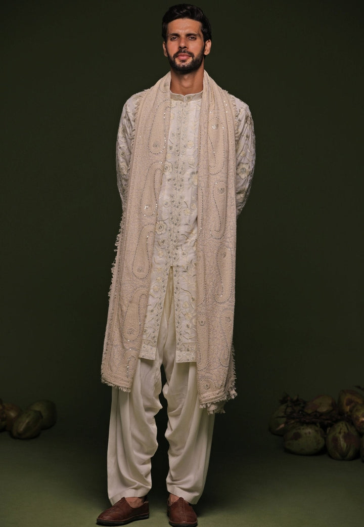 Beige Embroidered Kurta Patiala Set With Dupatta Kalpraag - Fabilicious Fashion