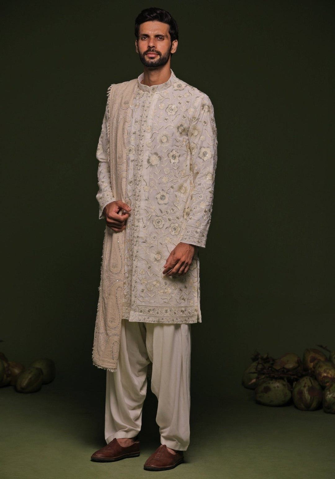 Beige Embroidered Kurta Patiala Set With Dupatta Kalpraag - Fabilicious Fashion