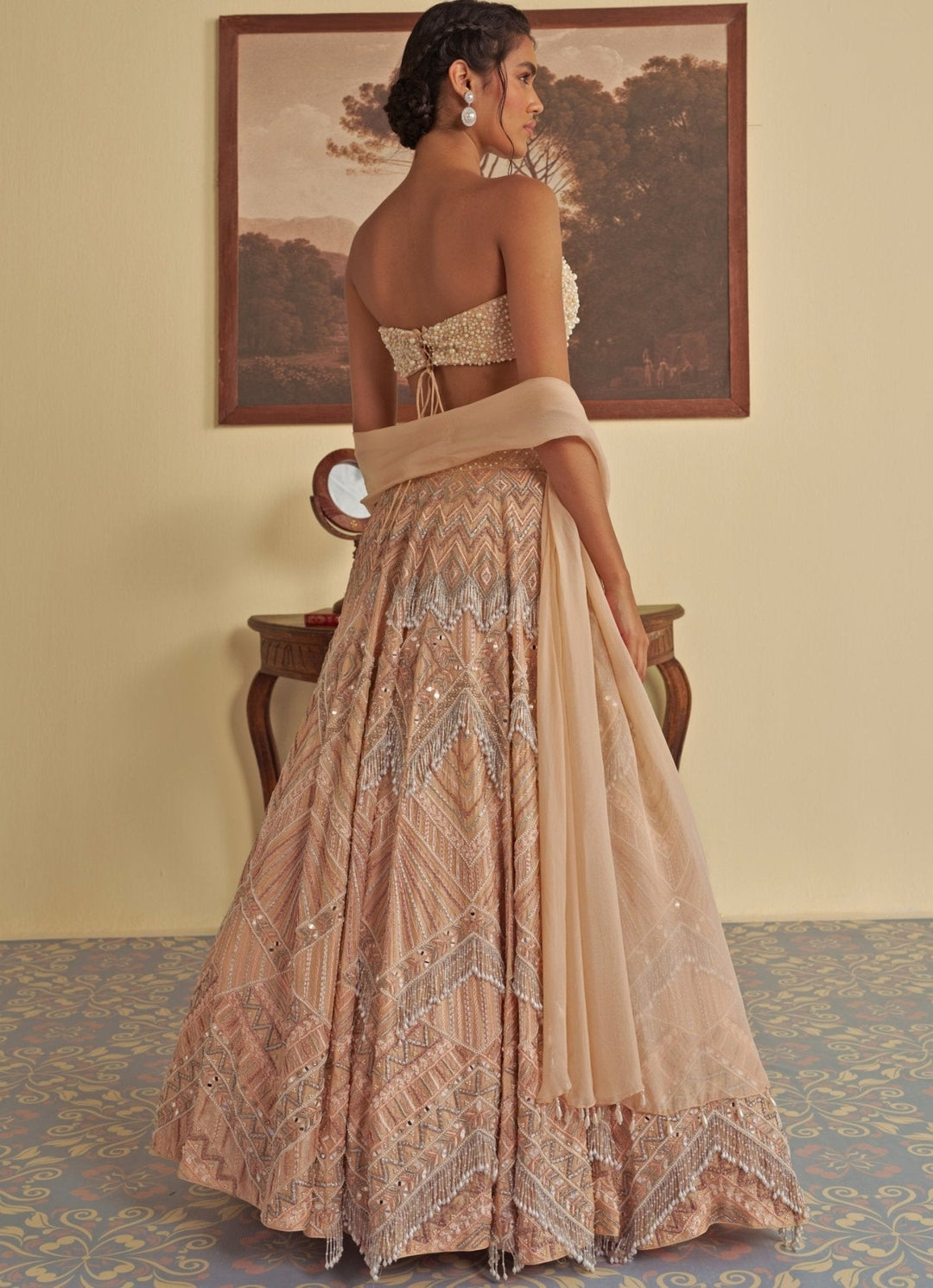 Beige Embroidered Lehenga Set Jade by Ashima - Fabilicious Fashion