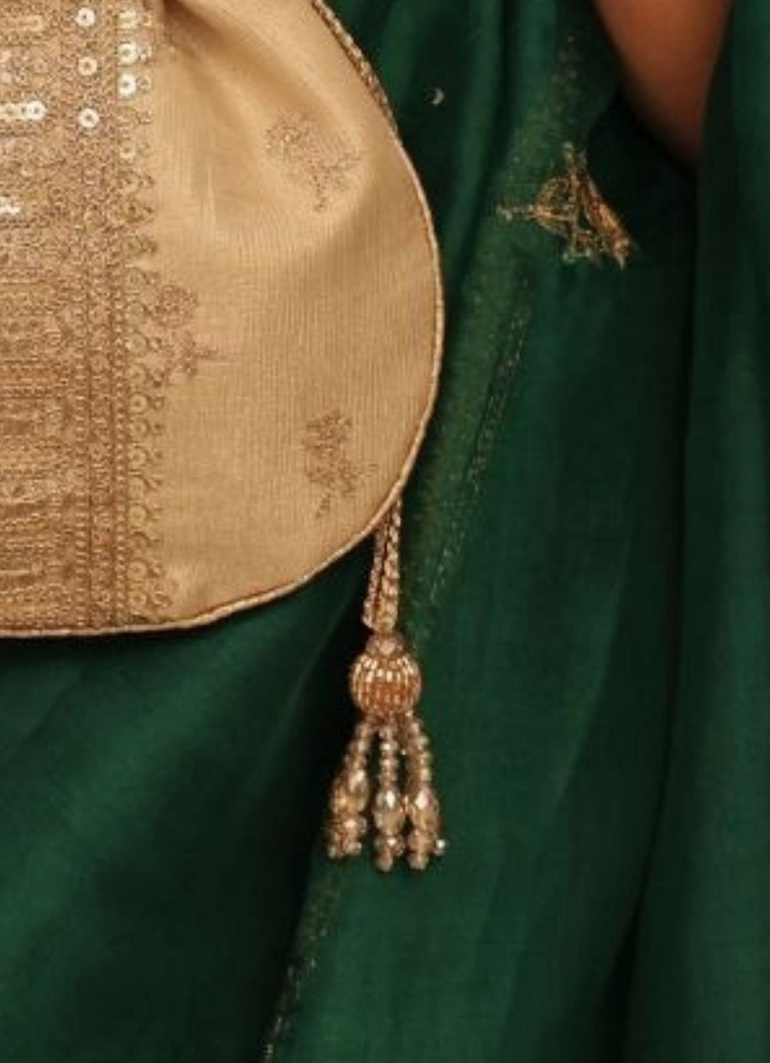 Beige Embroidered Potli Amyra - Fabilicious Fashion