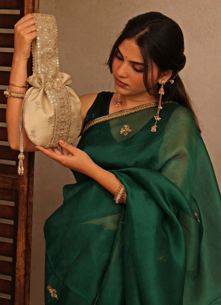 Beige Embroidered Potli Amyra - Fabilicious Fashion