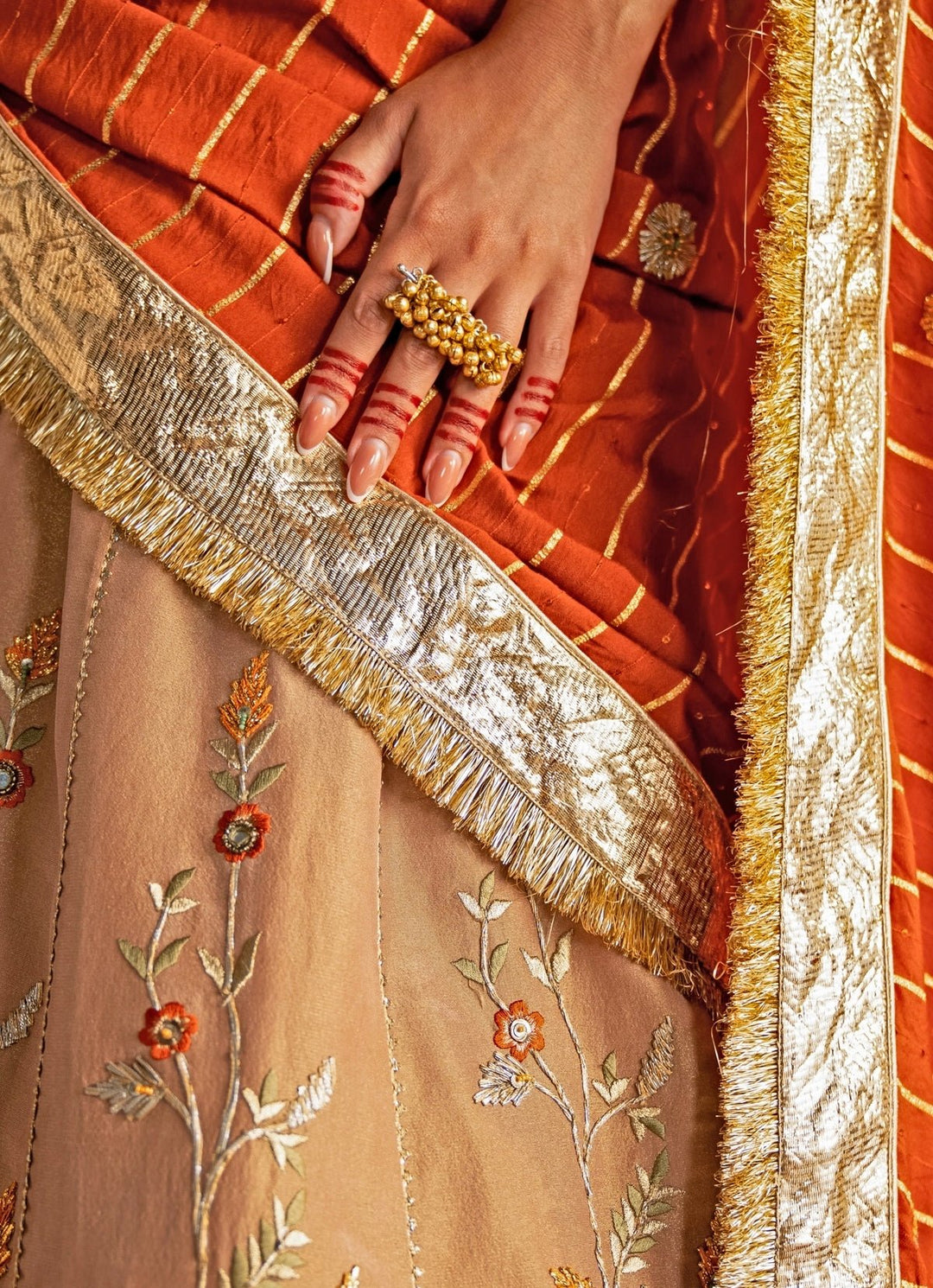 Beige Embroidered Silk Lehenga Set Studio Bagechaa - Fabilicious Fashion