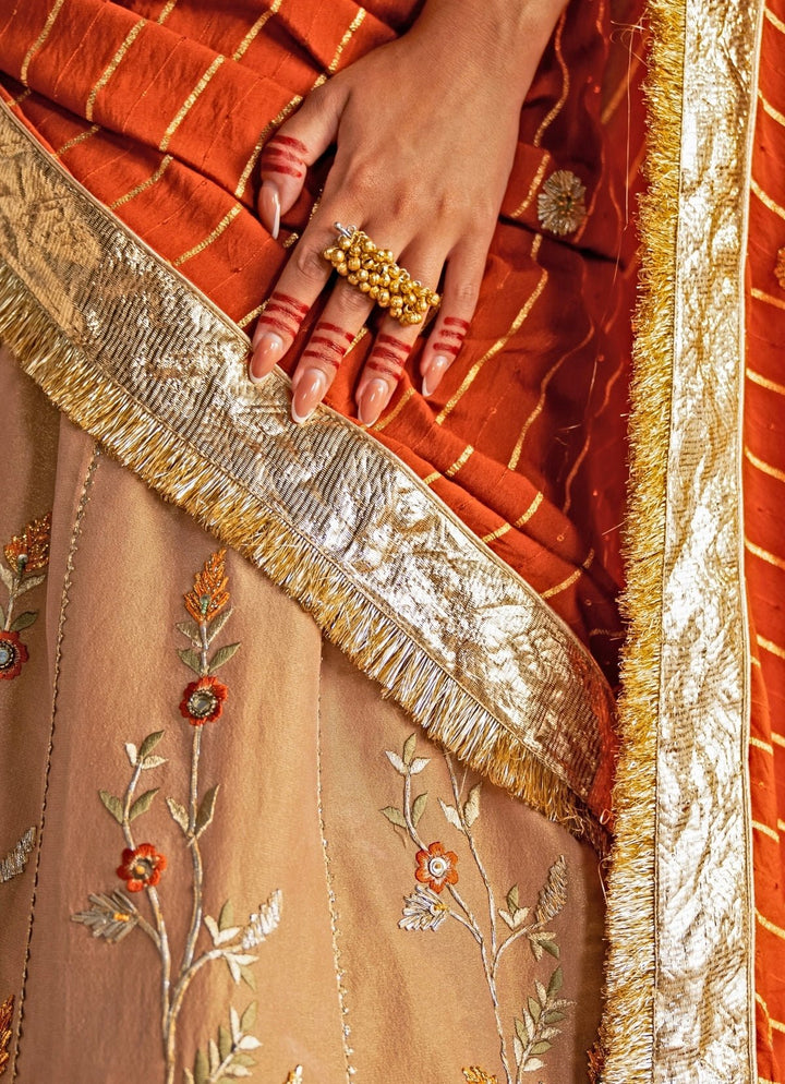 Beige Embroidered Silk Lehenga Set Studio Bagechaa - Fabilicious Fashion